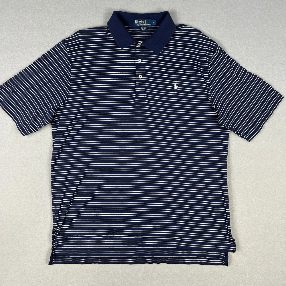 Ralph Lauren Polo Shirt Mens Large Striped Pima Cotton Preppy Casual Old‎ Money